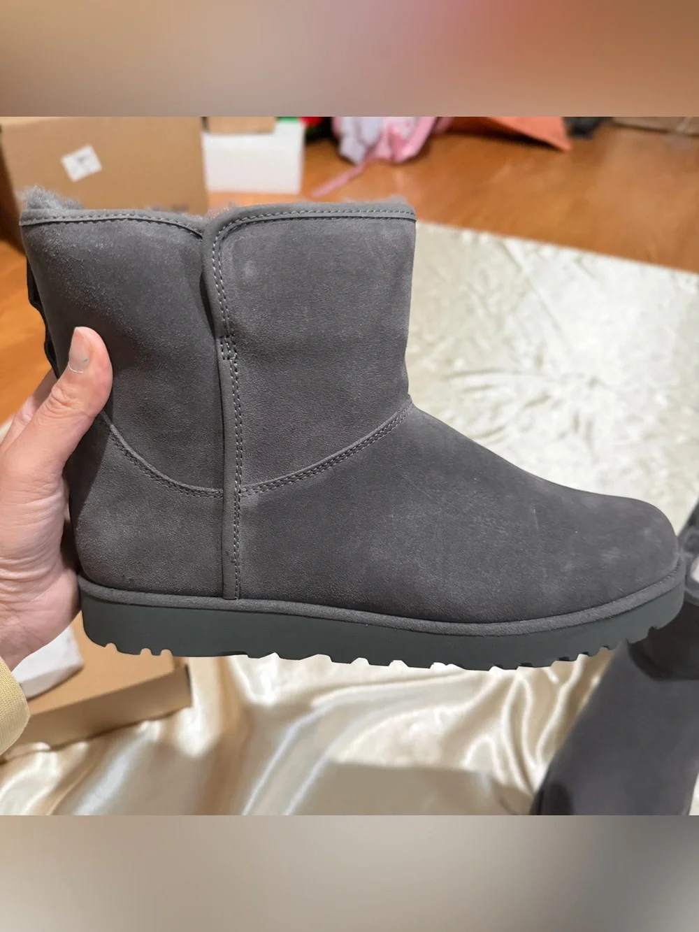 UGG Grey Cory II Shearling Lined Ankle Booties Boots Size 10M new W/ Box